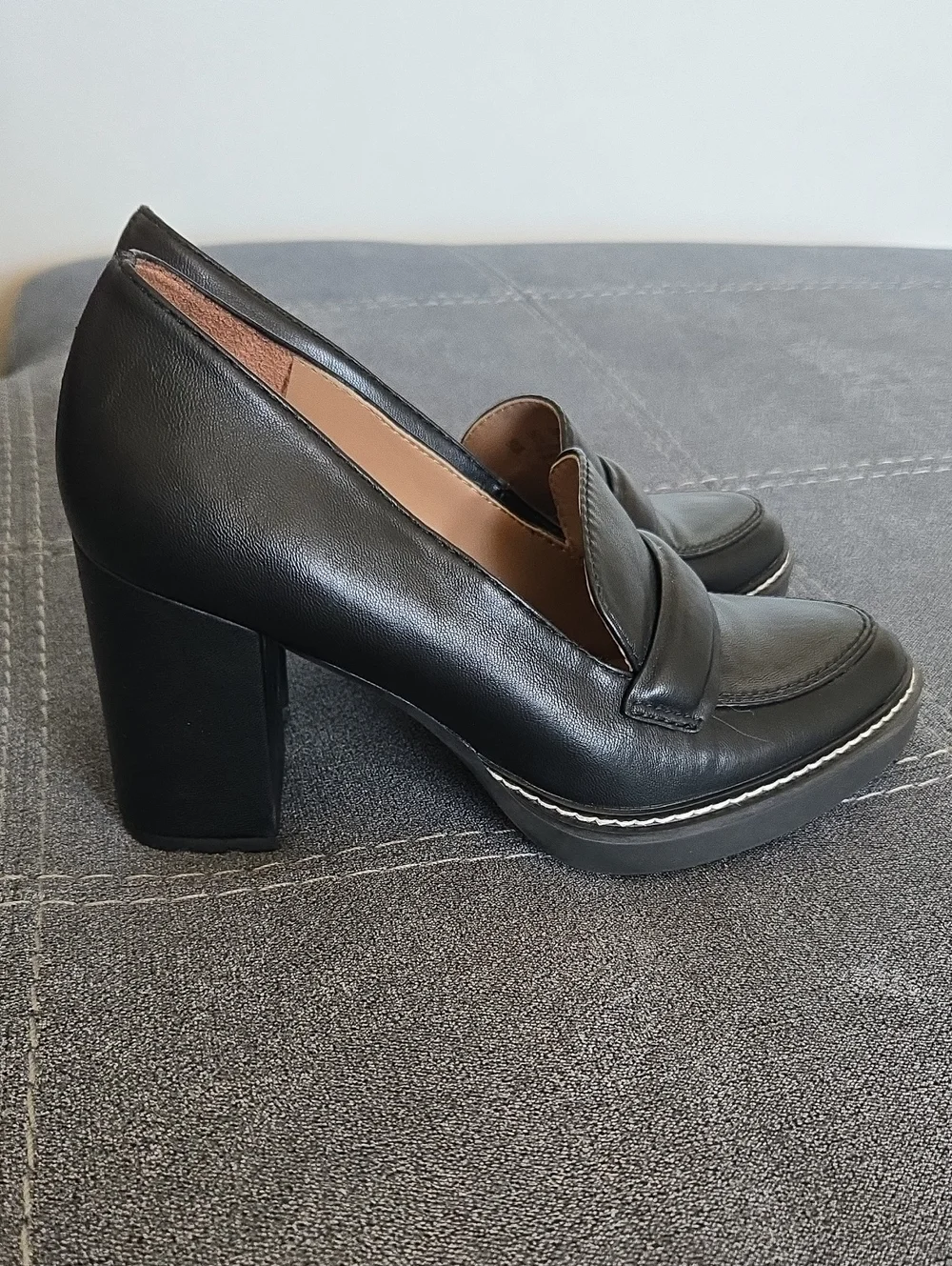 Naturalizer Adiline Platform Black Chunky Heel Loafer Pumps